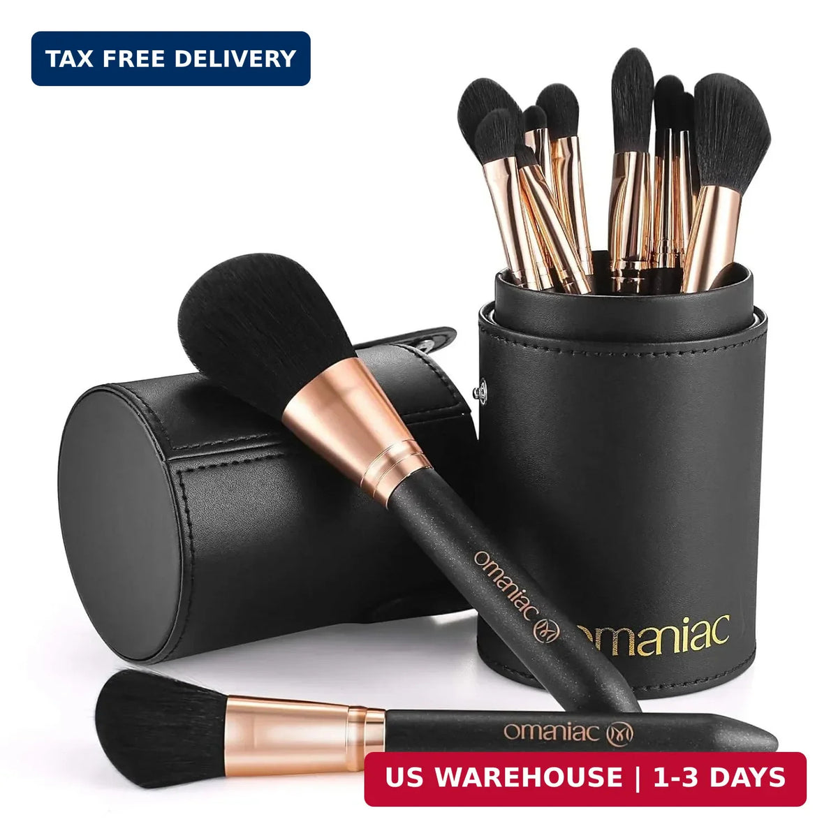 Professional Makeup Brush Set with 12 Pearlescent Handles and Travel Case
