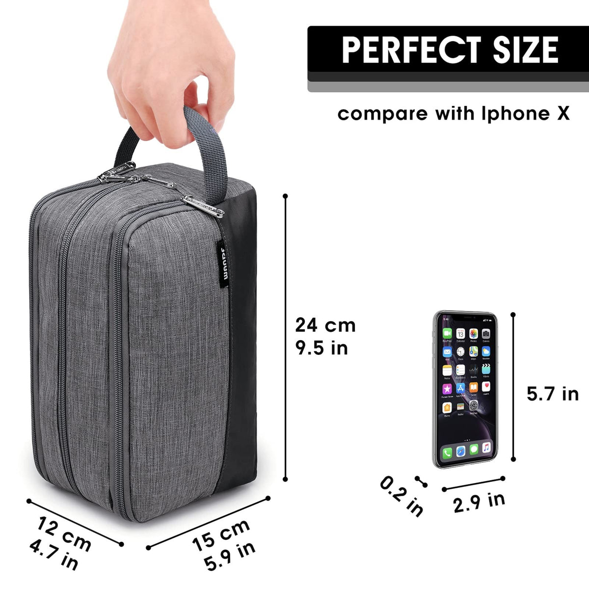 Water-Resistant Men’s Hanging Toiletry Bag with Multiple Compartments