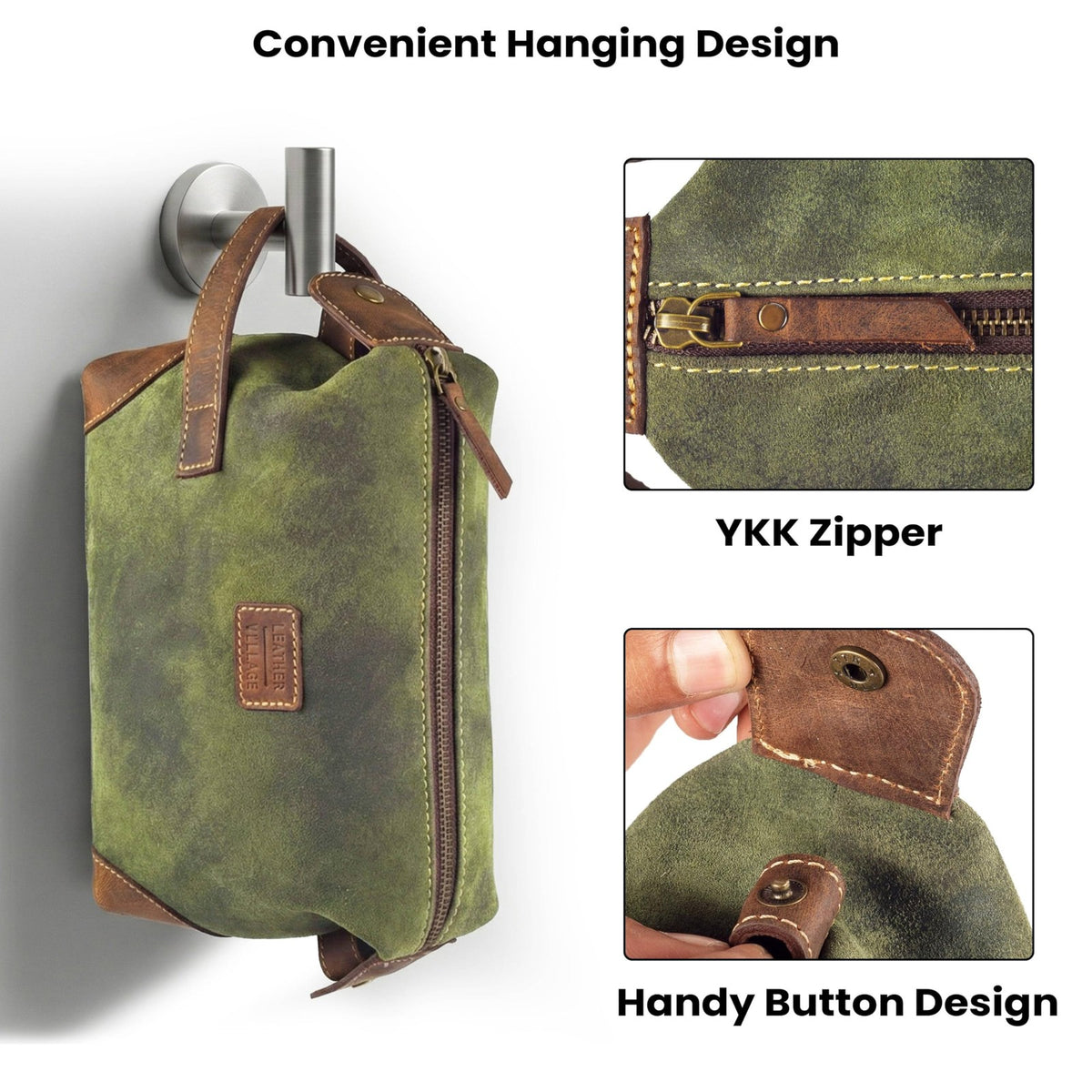 Genuine Leather Travel Toiletry Bag Waterproof Shaving Kit Organizer