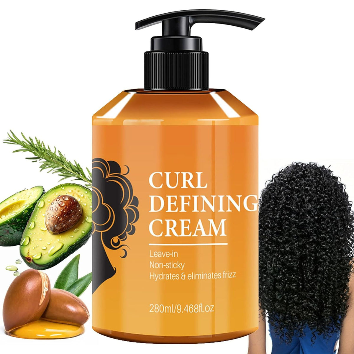 Argan Oil Curl Defining Cream for Natural Curly Hair - Anti Frizz & Moisturizing