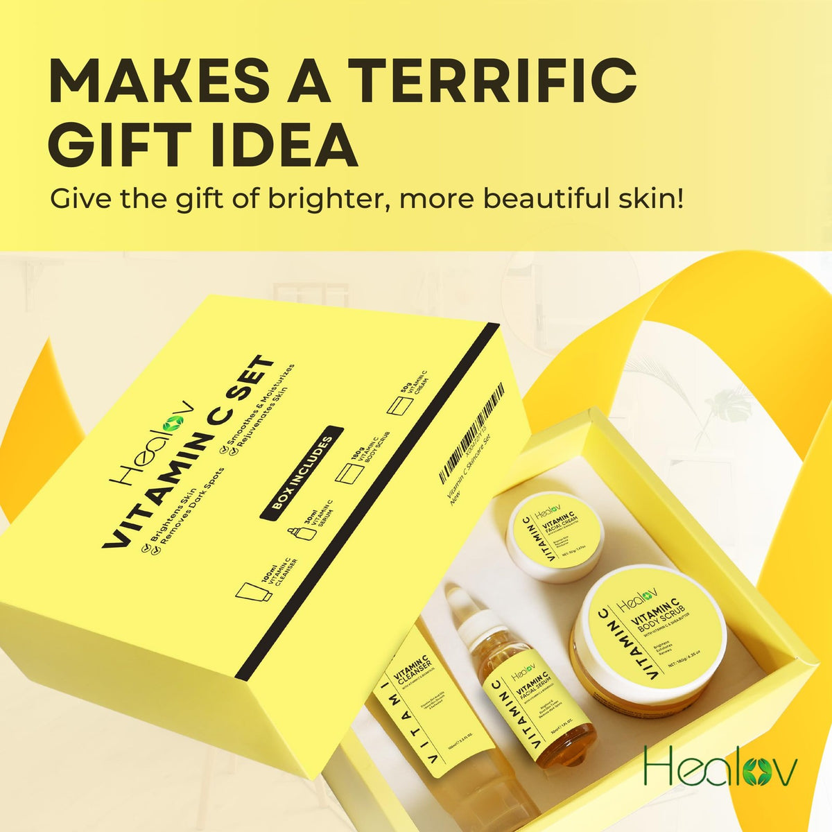 Vitamin C Skincare Set with Cleanser, Serum, Body Scrub & Lotion – Anti-Aging & Brightening