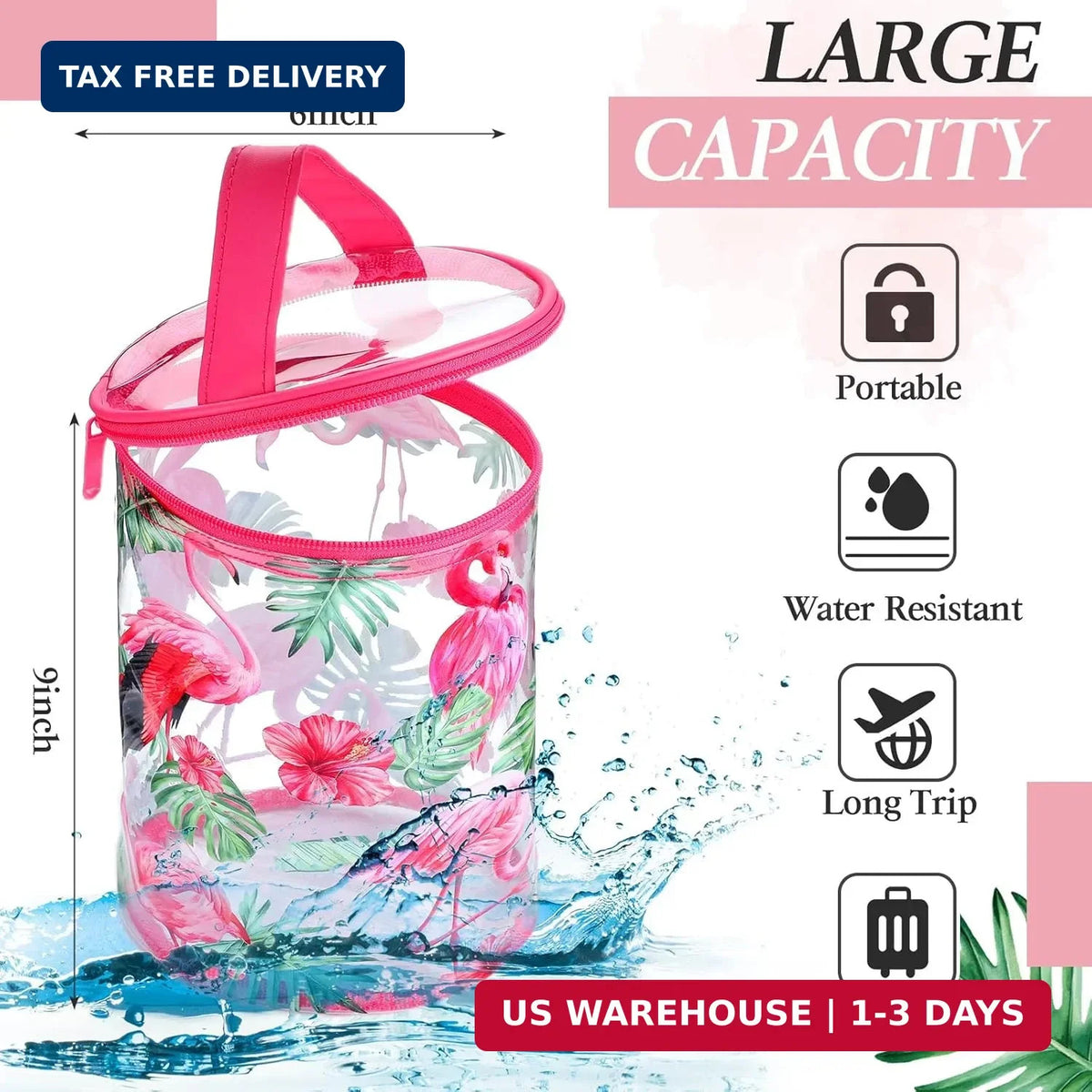 Travel Toiletry Bag - Clear Waterproof Lotion & Sunscreen Organizer