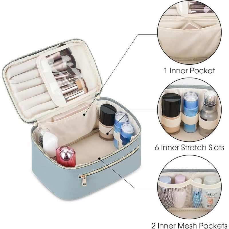 Travel Makeup Organizer Case with Padded Interior and Clear Cover - Women Gift