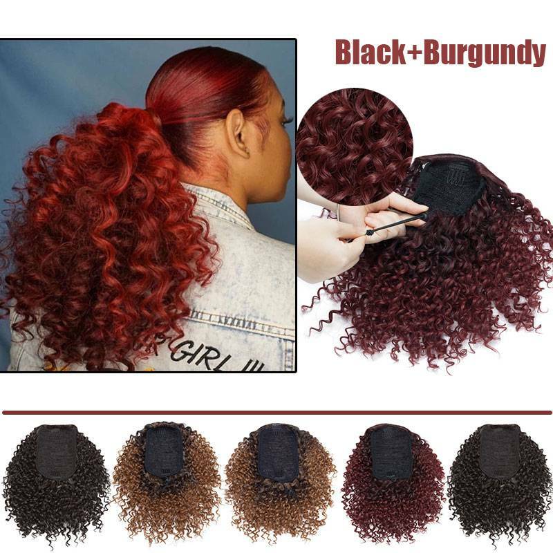 Kinky Curly Ponytail Clip-In Hair Extension with Drawstring - Natural & Voluminous