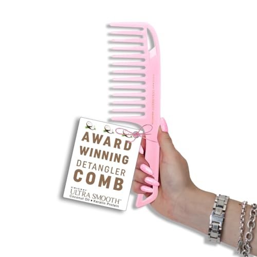 Coconut Infused Wide-Tooth Hair Pick Comb for Detangling & Shine