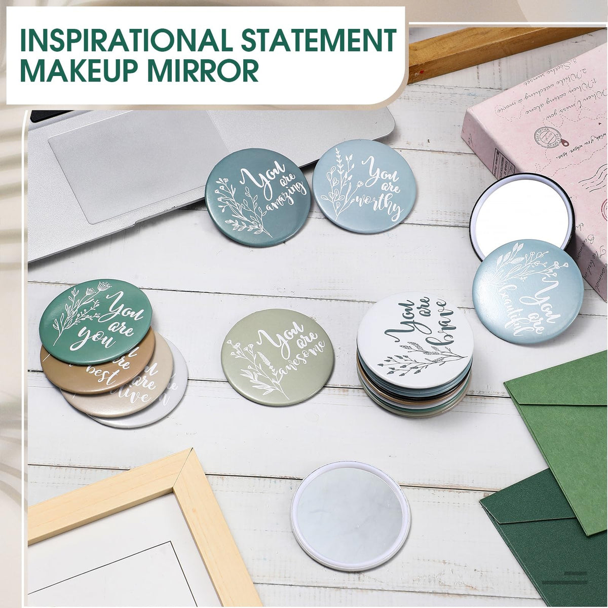 30 Pack Inspirational Compact Pocket Mirrors for Women - 2.76 Inch