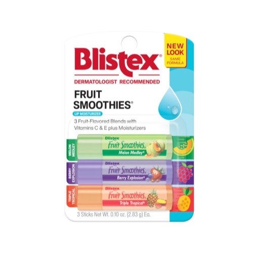 Lip Balm Set - Vitamins C & E, Natural Fruit Flavors, 3 Sticks