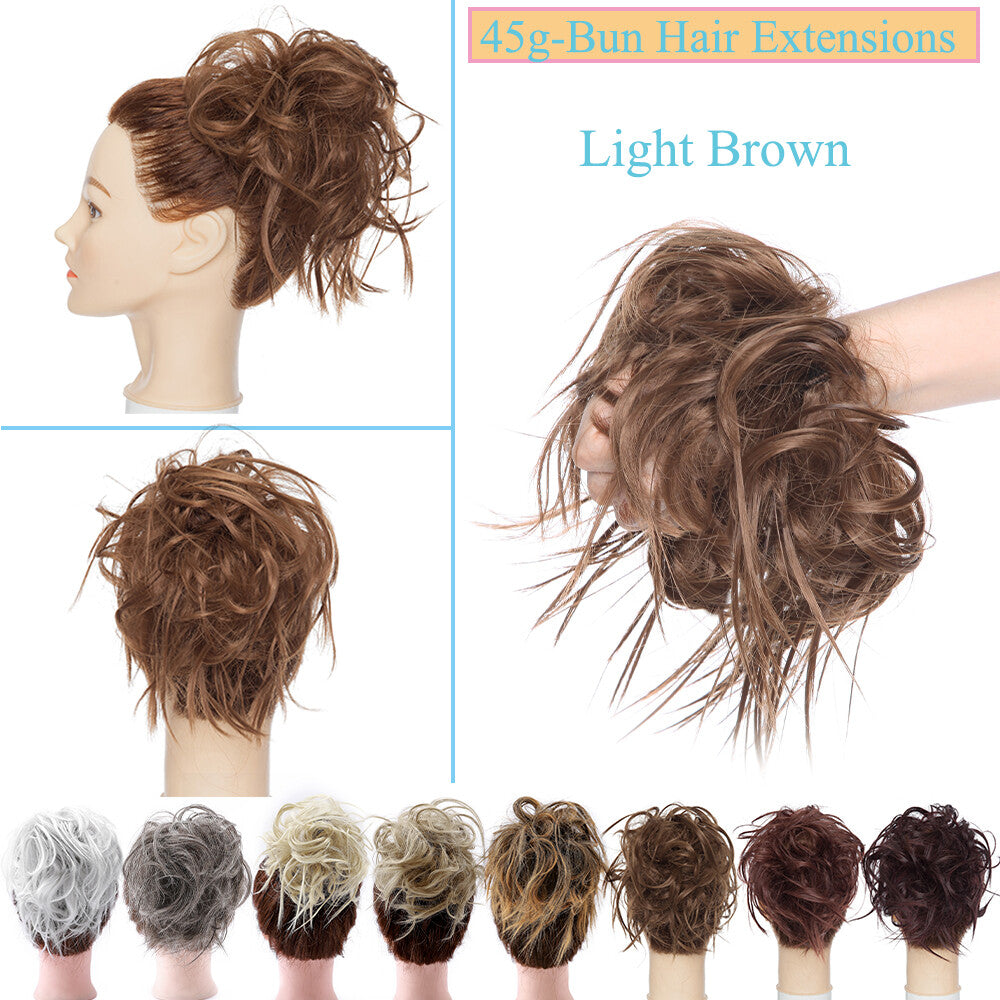 Large Messy Bun Hair Extension - Voluminous Synthetic Ponytail Wrap