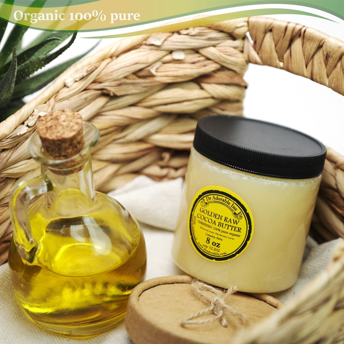 Organic Cold Pressed Cocoa Butter - Golden Raw Pure