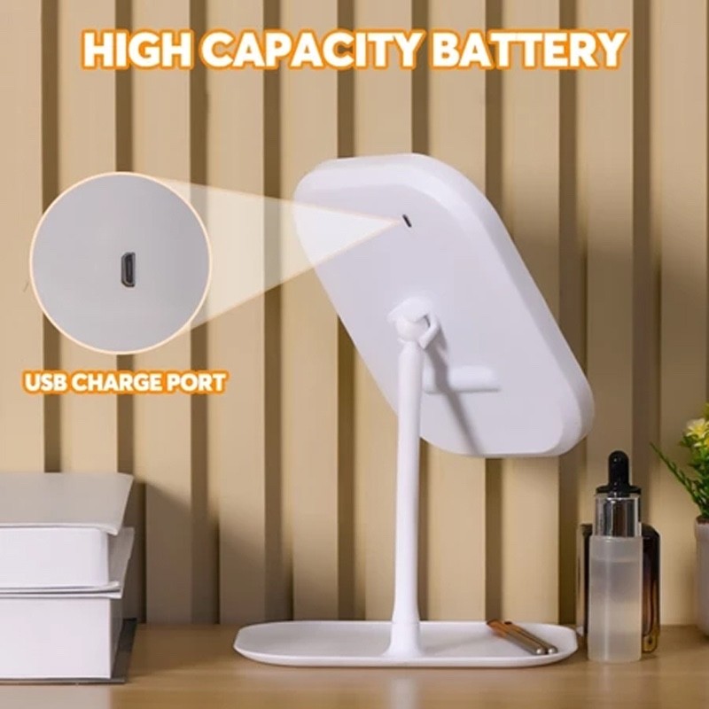 LED Lighted Makeup Mirror with Adjustable Brightness and 270° Rotation