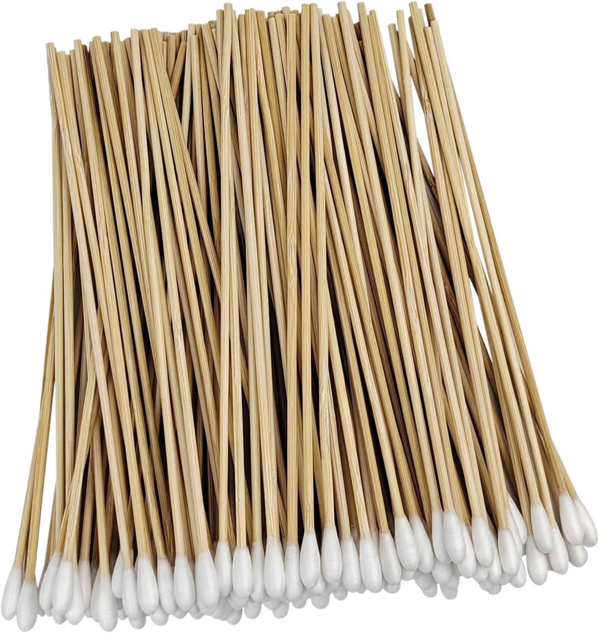 Eco-Friendly Bamboo Cotton Swabs - 6 Inch Long Wooden Handles, 200 Pack