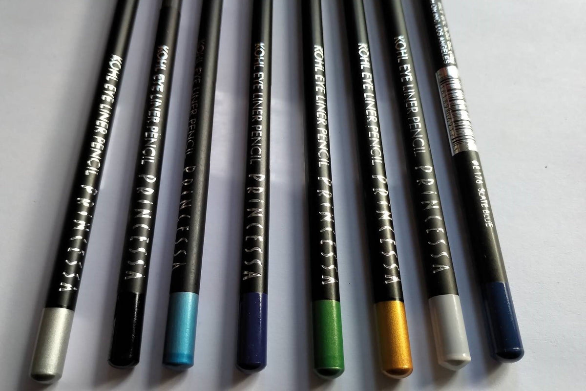 Princessa Kohl Eye Liner Pencils Set of 8 with Sharpener - Vibrant Colors