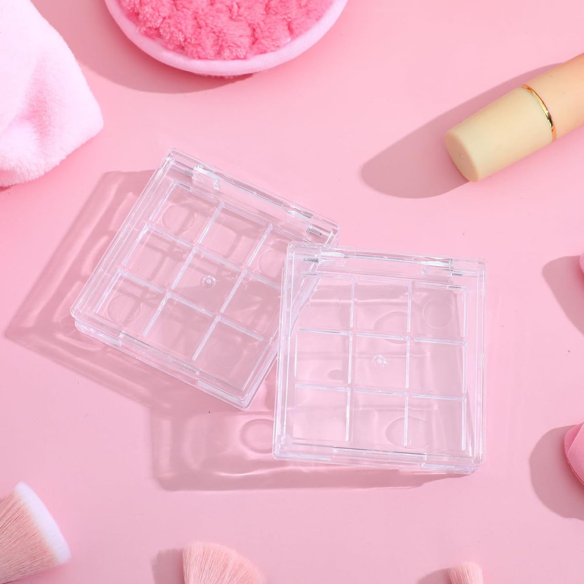 Empty Makeup Palette Depotting Case Set - 2 Pcs 9-Grid Transparent