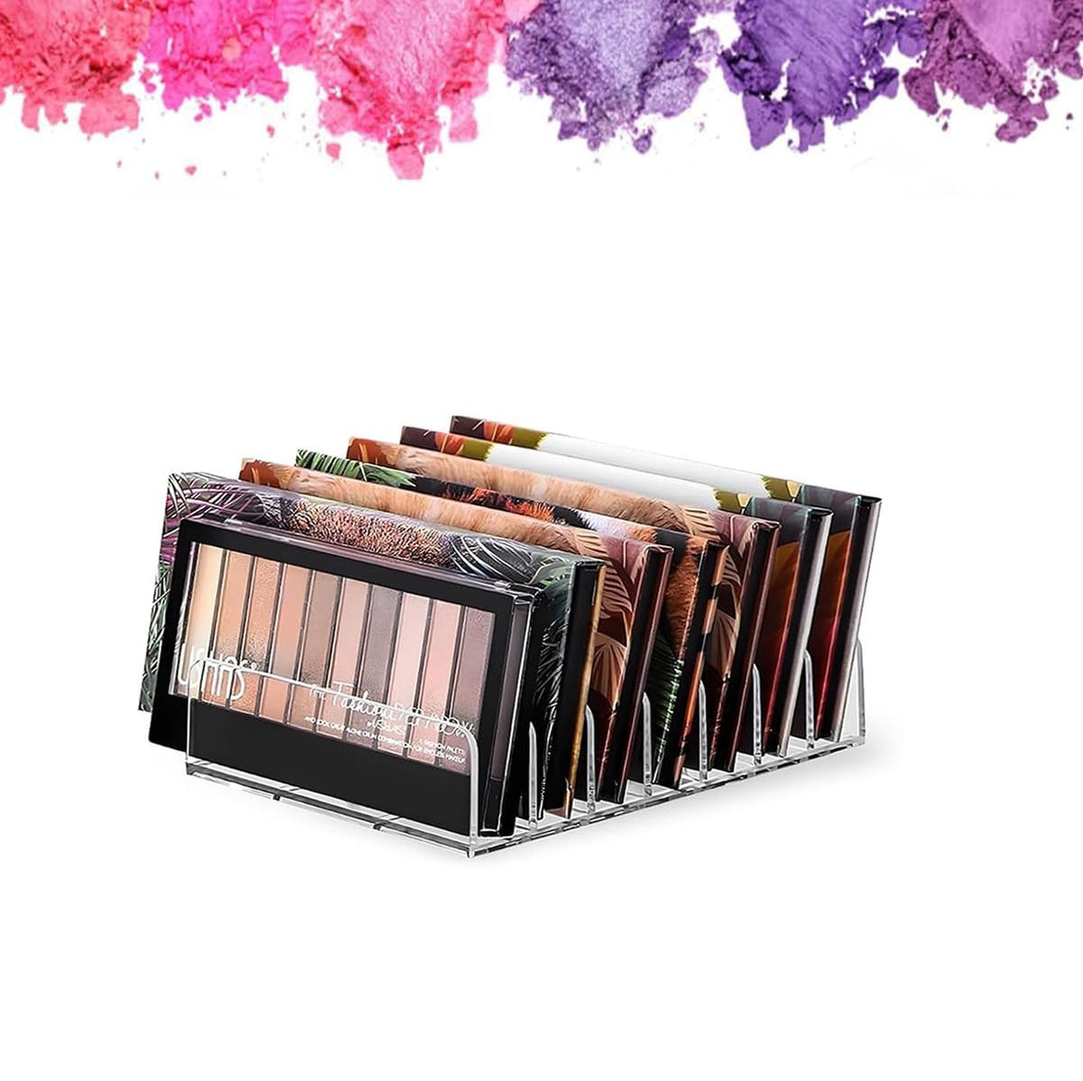 Acrylic Makeup Palette Organizer Set with 7 Compartments - Clear, Large & Small Sizes