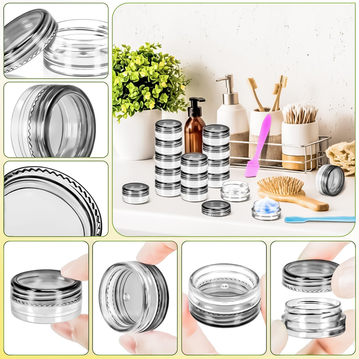 120 Pack 3g Plastic Cosmetic Jars with Lids - Clear Reusable Sample Containers