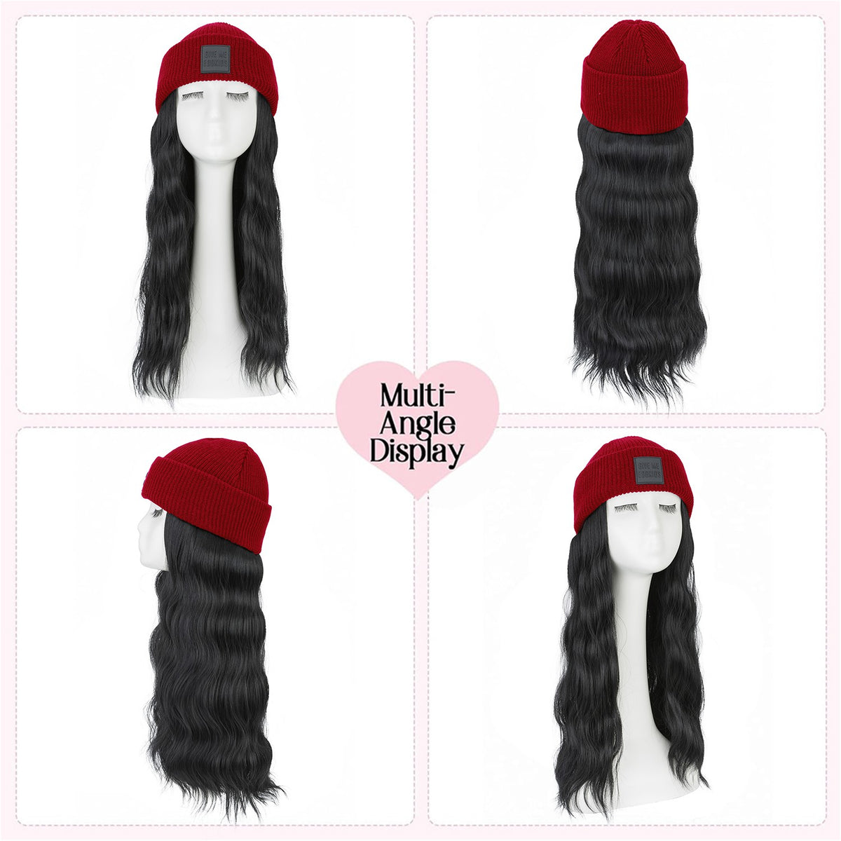 Winter Knit Beanie Wig with Water Wave Hair - Warm and Stylish