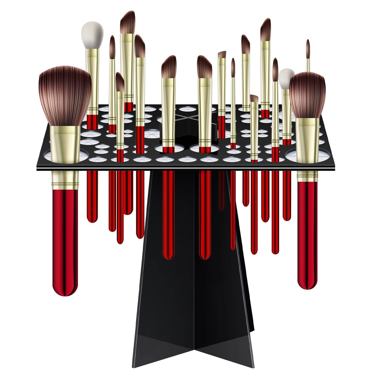 Acrylic Makeup Brush Holder with 72 Holes - Portable Drying Rack & Organizer