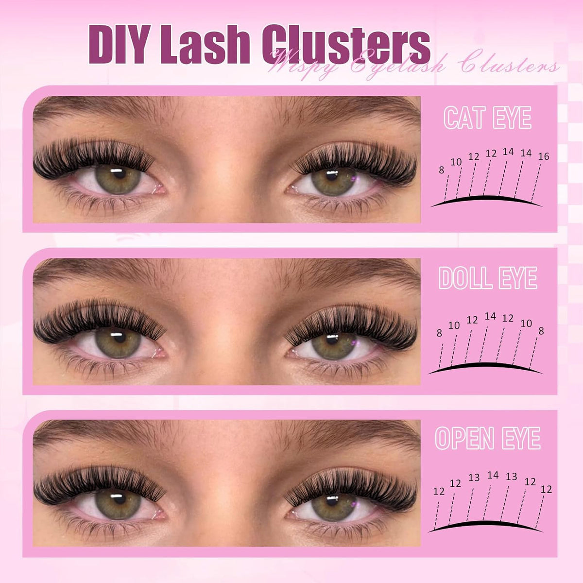 Individual Lash Clusters 280PCS D Curl Eyelash Extensions for DIY & Beginners