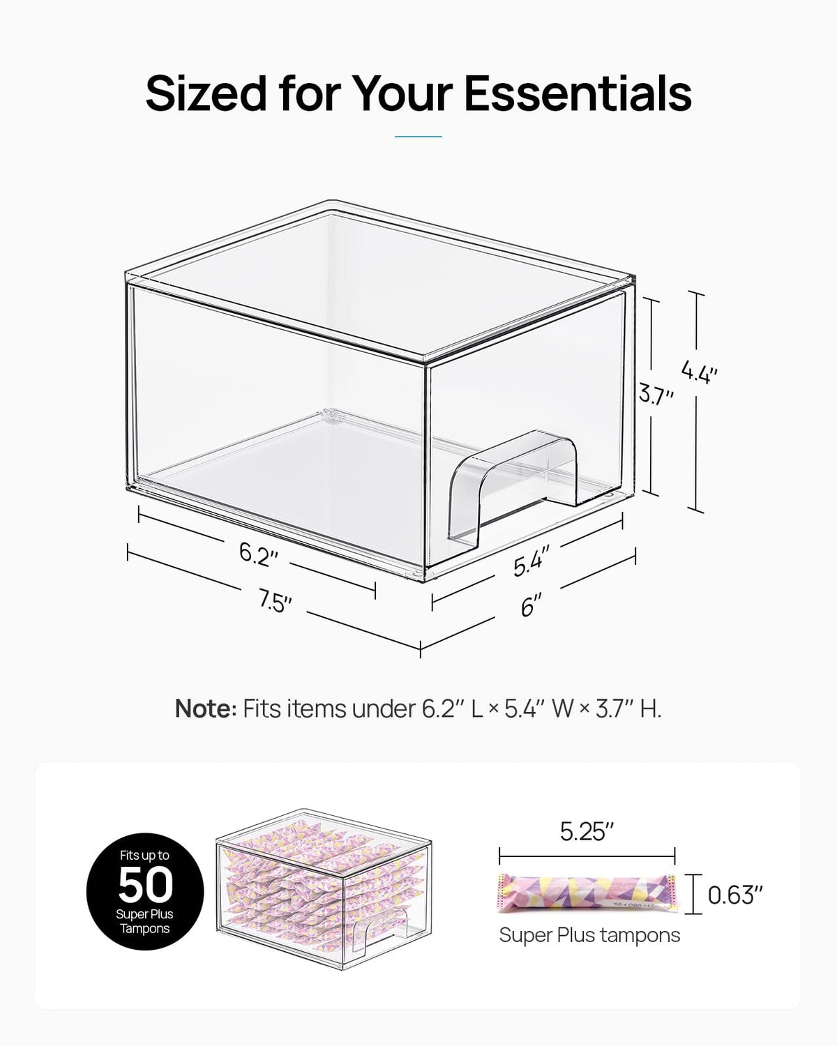 Small Clear Stackable Storage Drawers for Makeup and Organization