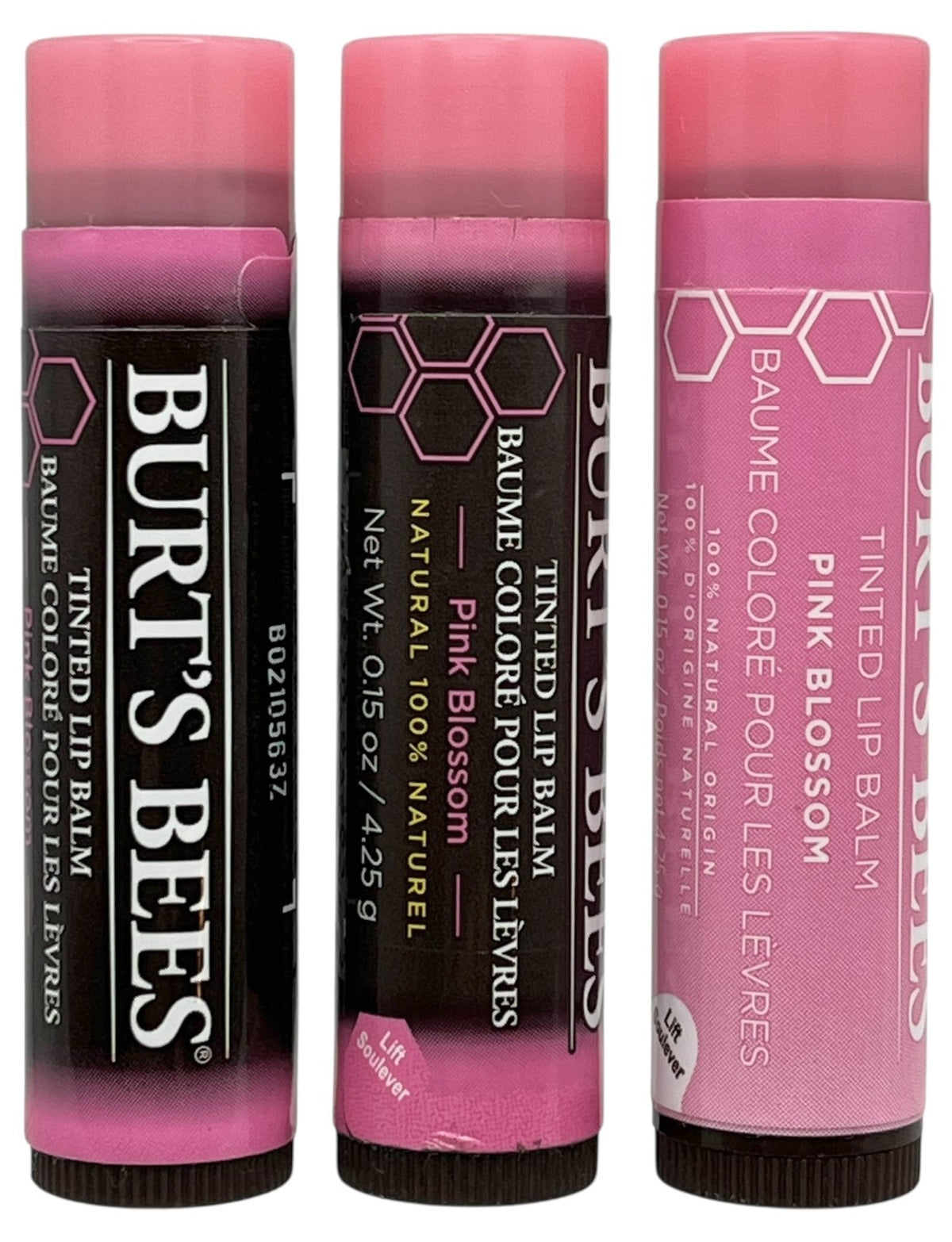 3 Pack Burt's Bees Tinted Lip Balm Set - All Natural, Hydrating & Nourishing
