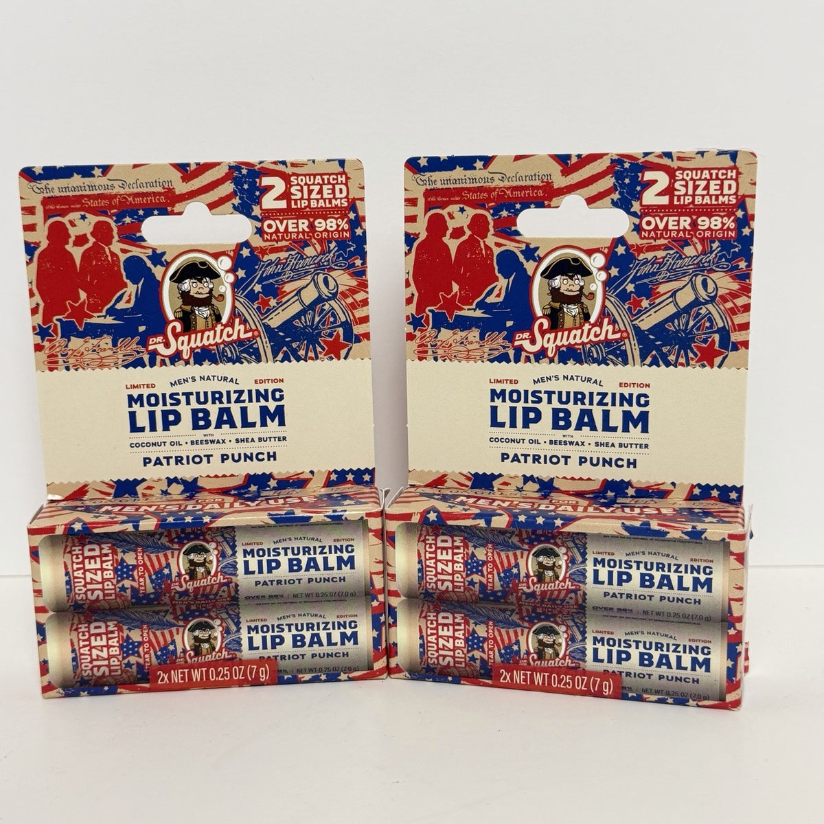 Lip Balm Set - Moisturizing Patriot Punch 2 Pack, 4 Total