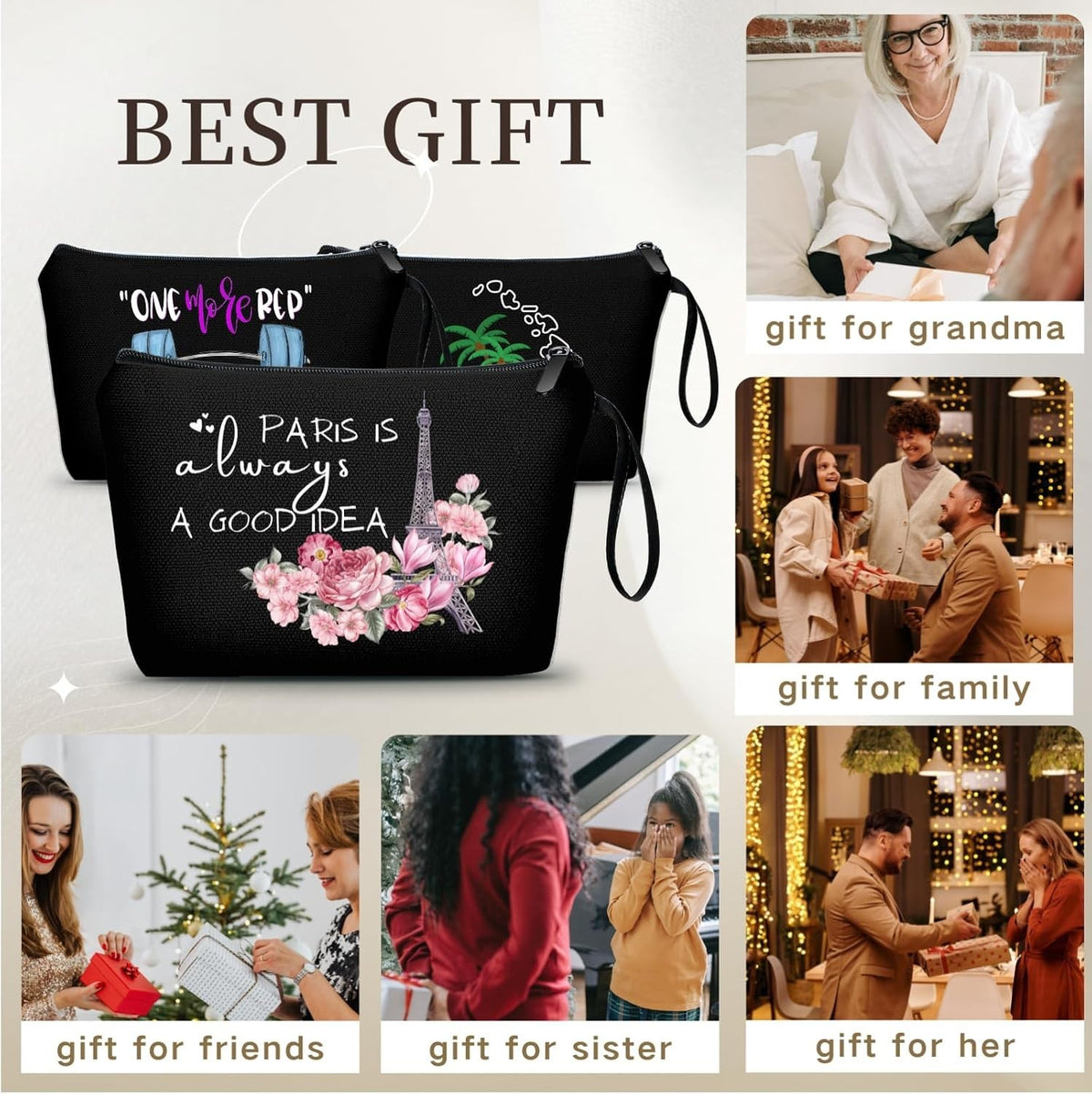 Travel Makeup Bag - Large Paris-Inspired Cosmetic Organizer for Women