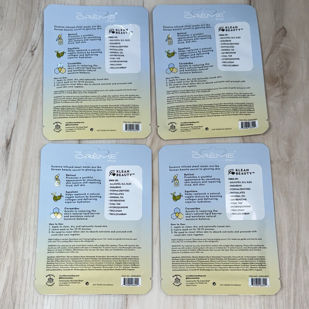 Retinol Sheet Mask 4-Pack - Korean Beauty Essence .84oz