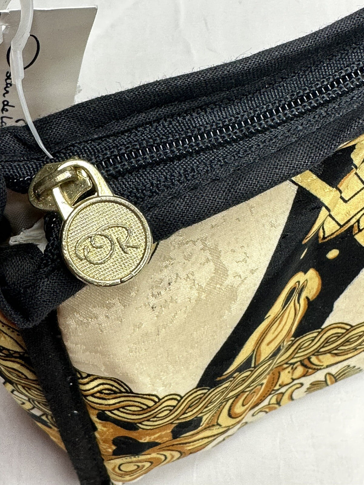 Oscar de la Renta Silk Toiletry Travel Bag Baroque Design New
