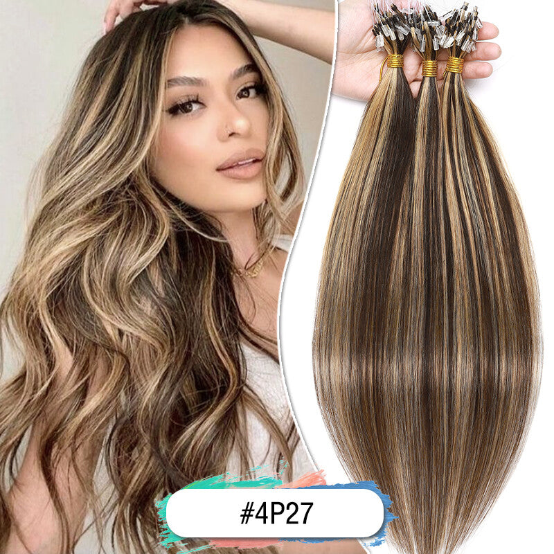 Micro Loop Ring Beads Hair Extensions 100% Remy Human Hair Full Head