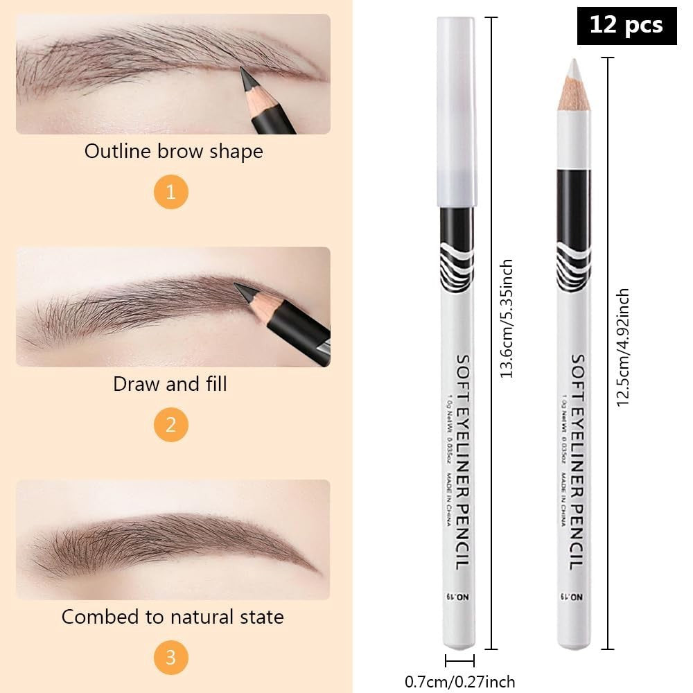 Waterproof Eyeliner & Eyebrow Pencil Set - Multi-Use Cream Pens for Women
