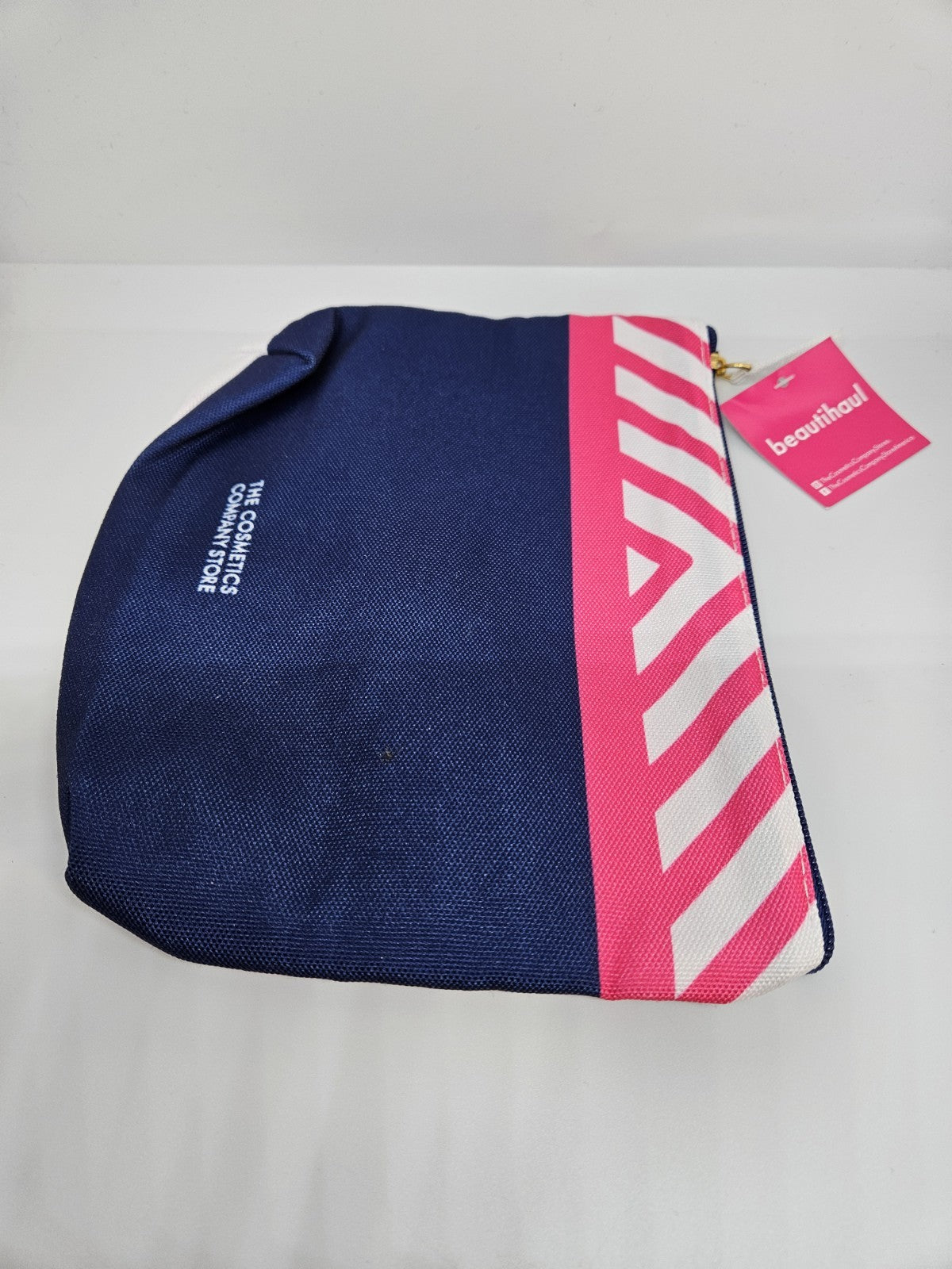 Beauty Makeup Bag Pouch - Blue & Pink Magenta Stripe Case