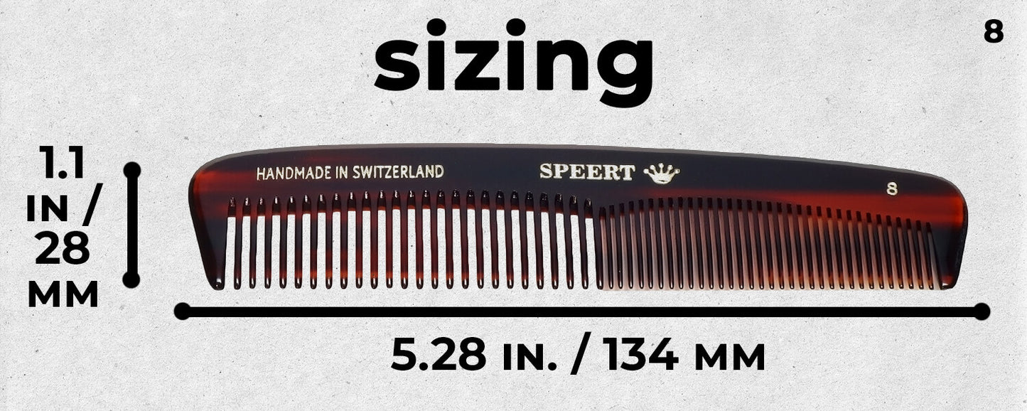 Handmade Swiss Tortoise Shell Comb 5 Inch Style #8 Havana Brown