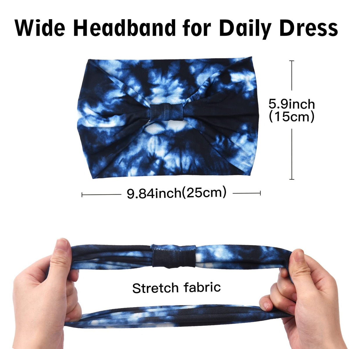 Yeshan Wide Headbands for 1 Count (Pack of 6), No7(Tie dye colors 6