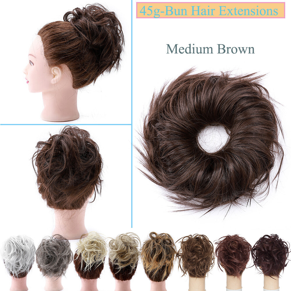 Large Messy Bun Hair Extension - Voluminous Synthetic Ponytail Wrap