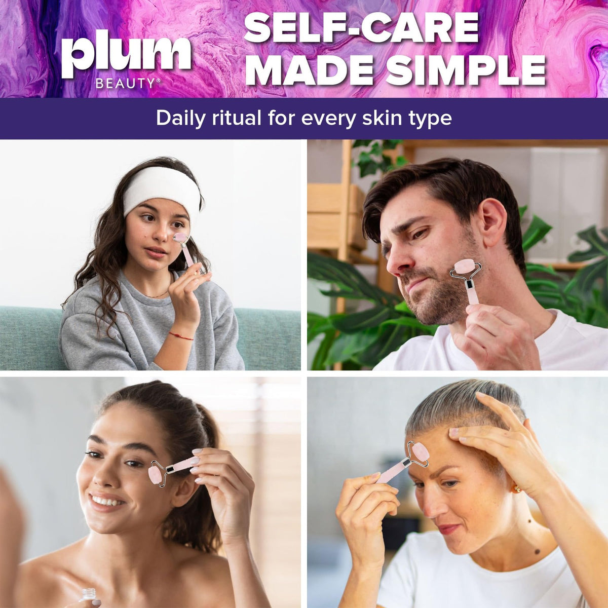 Mini Rose Quartz Facial Roller for Skin Tightening and Puffiness Reduction