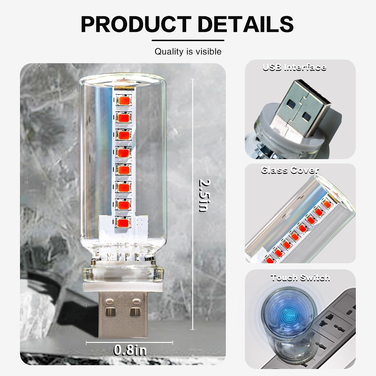 USB Touch Control LED Ambient Light with 4 Modes for Home & Car Decor