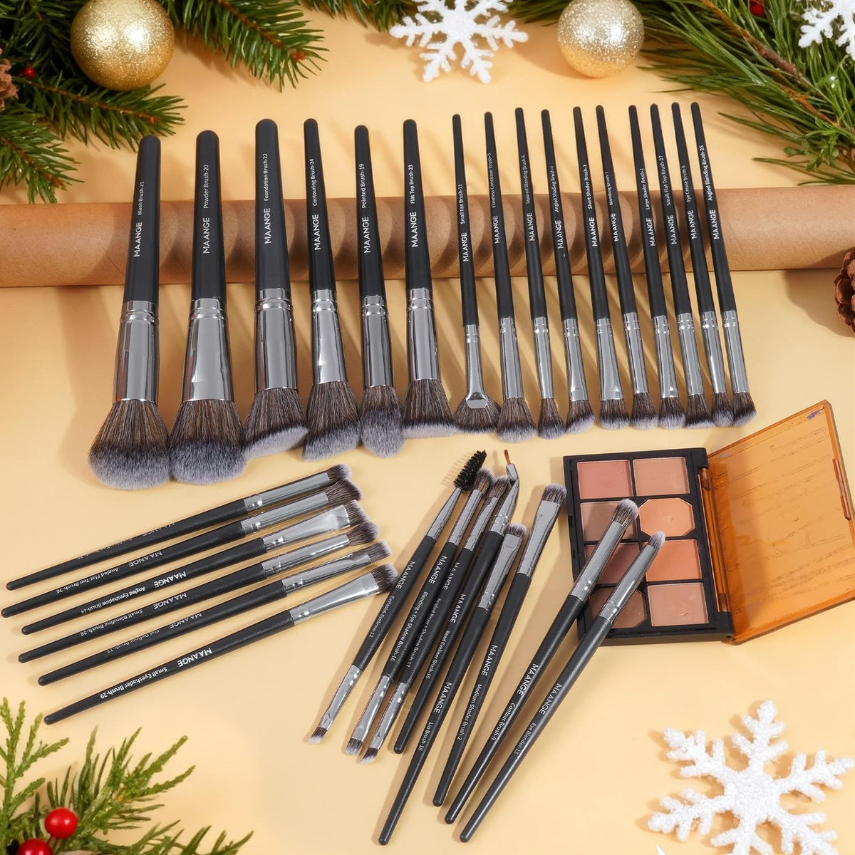 Professional Makeup Brush Set with Case - 30 Synthetic Brushes for Face & Eyes