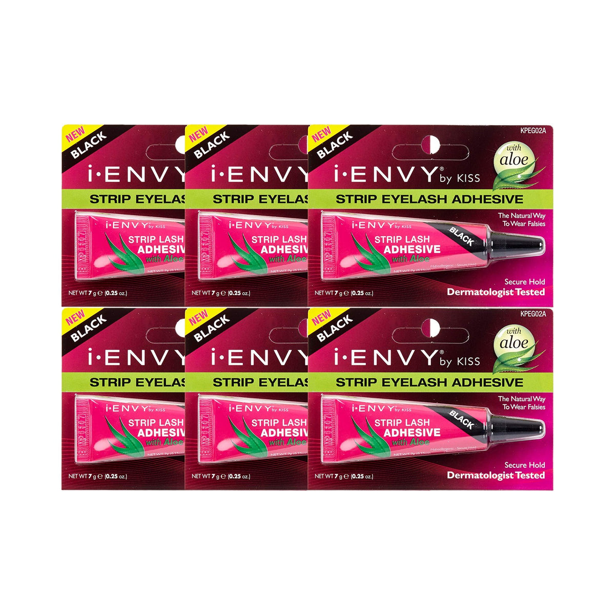 Strip Eyelash Adhesive with Aloe - 6 Pack, Quick-Dry, Hypoallergenic