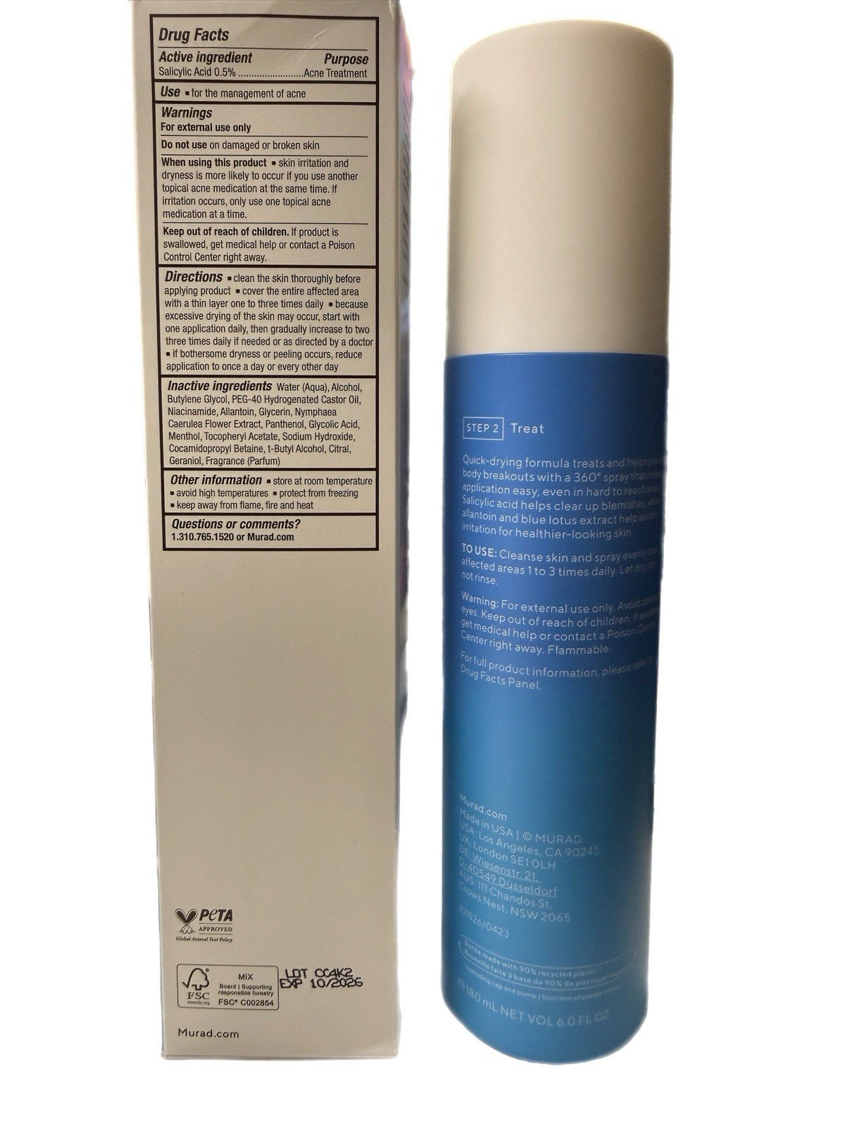 Murad Acne Control Clarifying Body Spray with Salicylic Acid 6 oz - Acne & Bacne Treatment