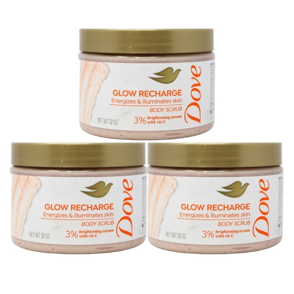 Pack of 3x Dove Glow Recharge Body Scrub, Energizes & Illuminates