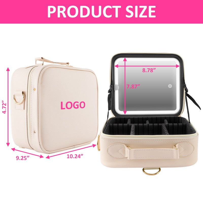 Portable Makeup Bag with LED Mirror Waterproof Travel Organizer