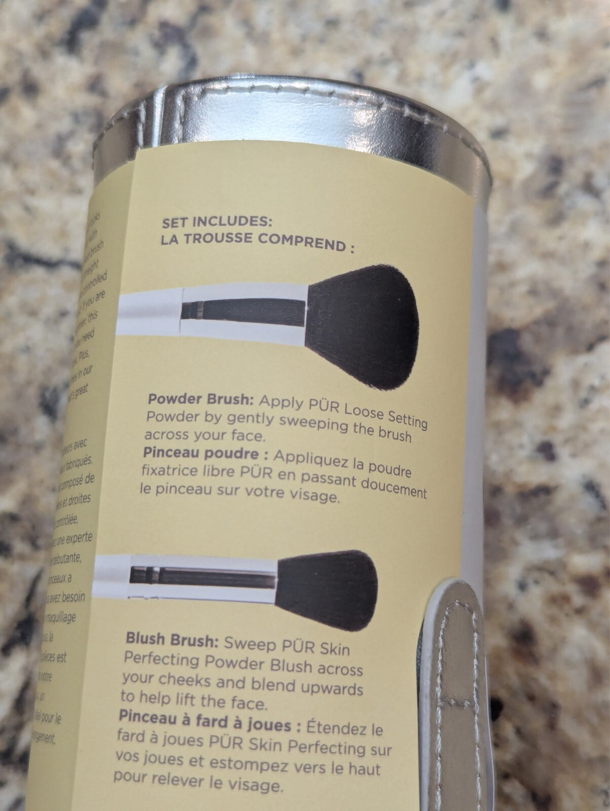 Pur 5-Piece Makeup Brush Set with Holder - Silver