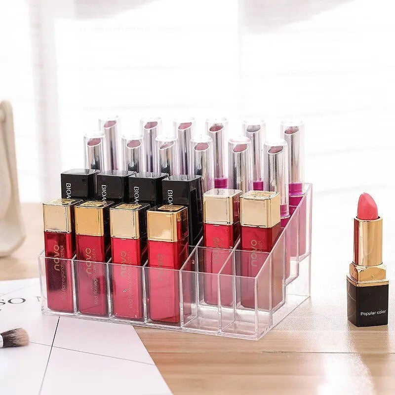 24 Slot Acrylic Lipstick Organizer Makeup Storage Case Stand