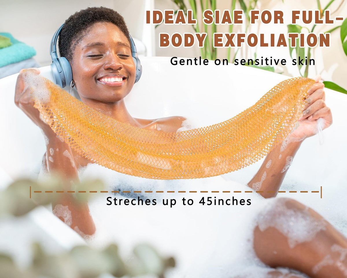 2 Pack African Net Sponge - Exfoliating Bath Loofah for All Skin Types