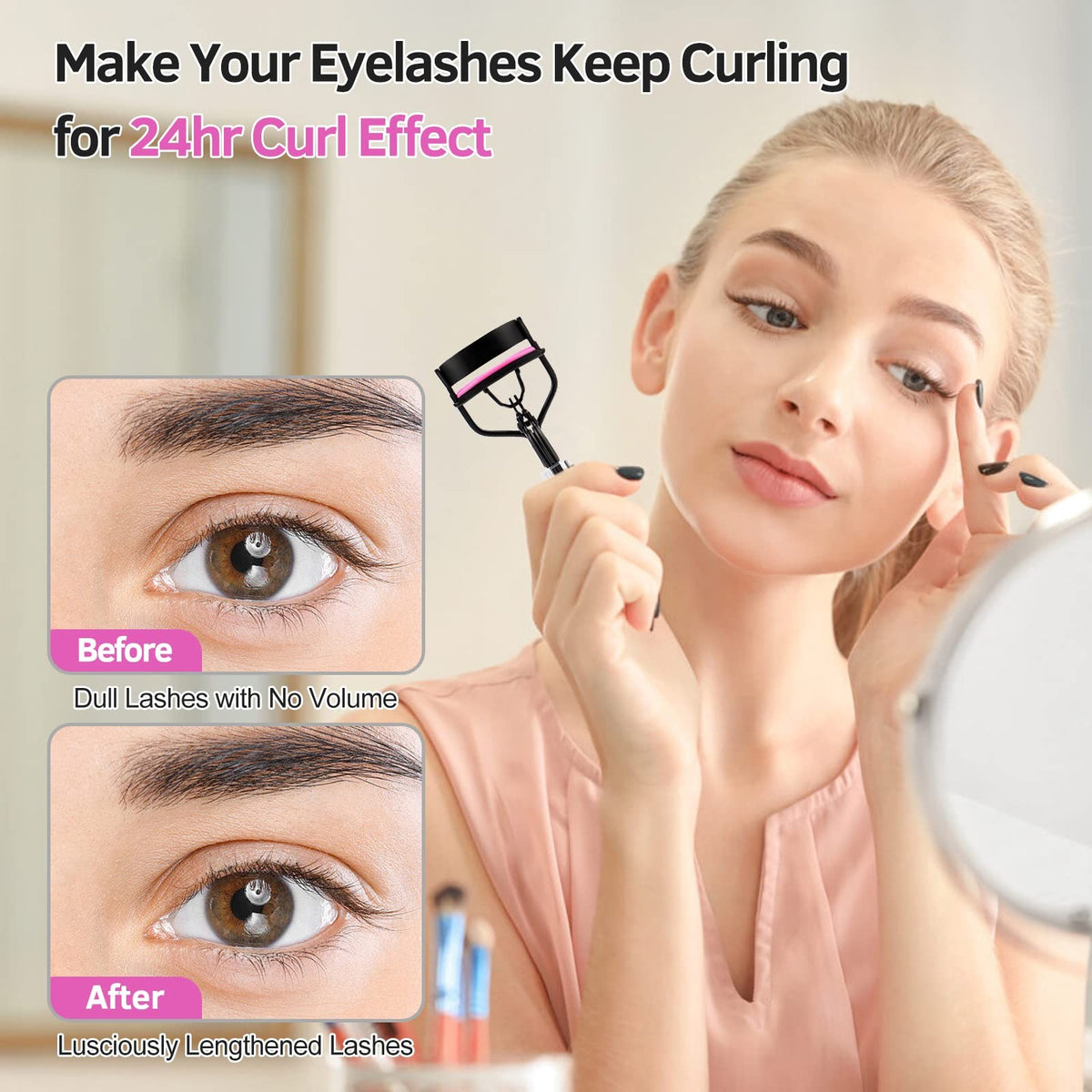 Eyelash Curler Kit 5-in-1 Set for Women with Eyelash Comb, Tweezers & Replacement Pads