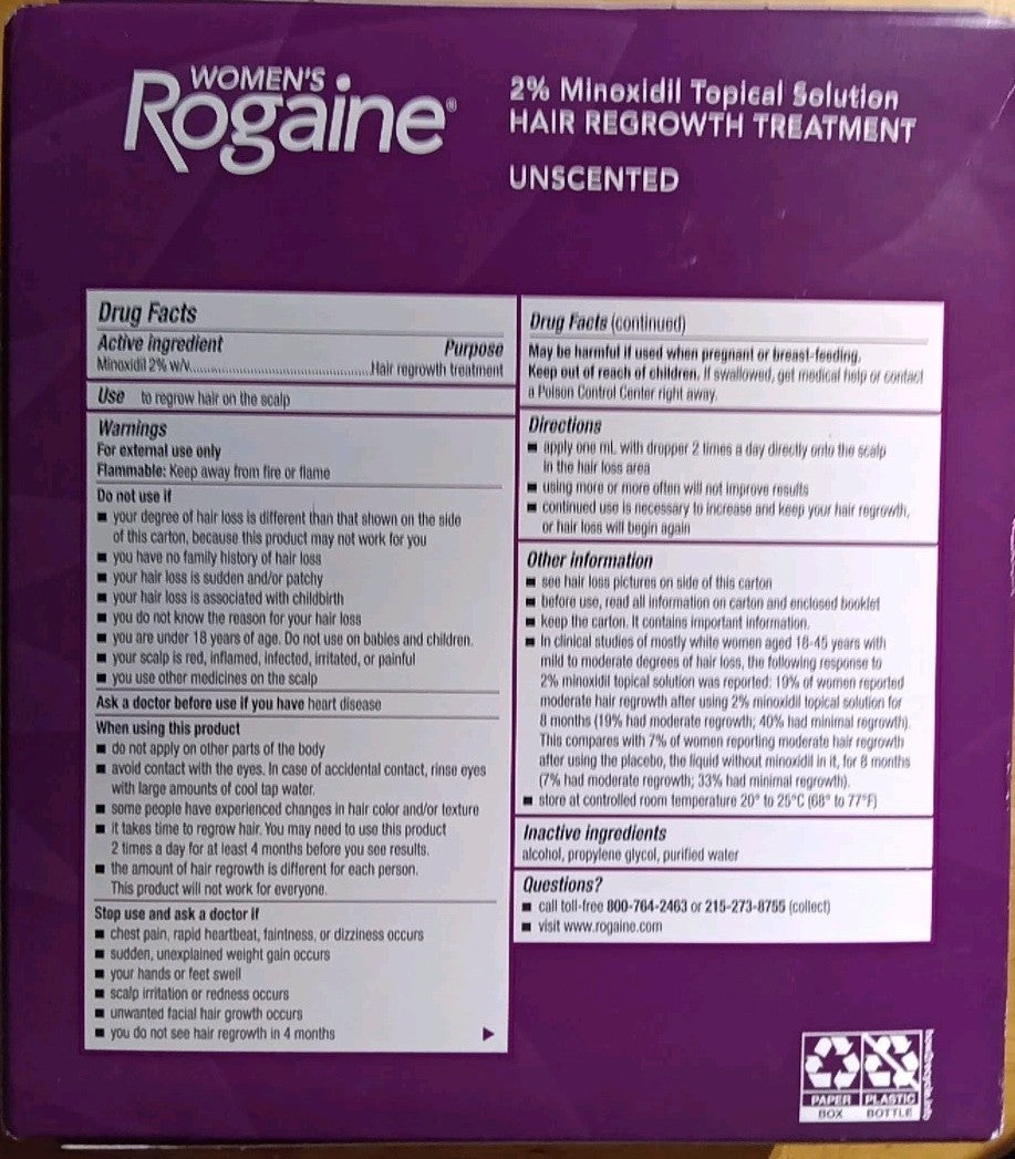 Women's Minoxidil 2% Hair Regrowth Treatment - 3 Month Supply