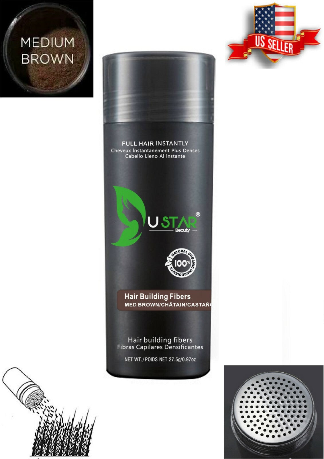 Hair Building Fibers Medium Brown 27.5g