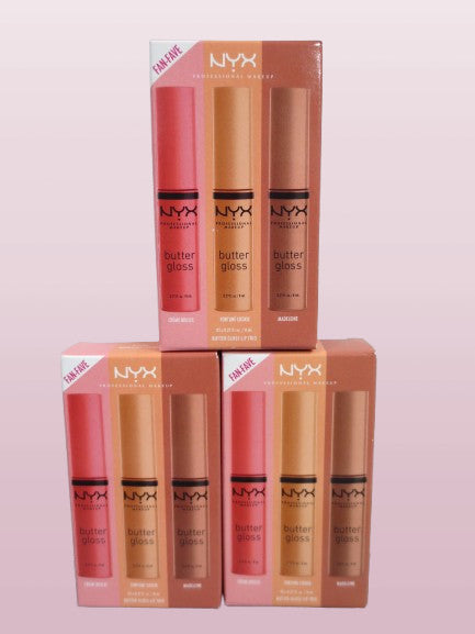 NYX Butter Gloss Lip Trio - Creme Brulee, Fortune Cookie, Madeline