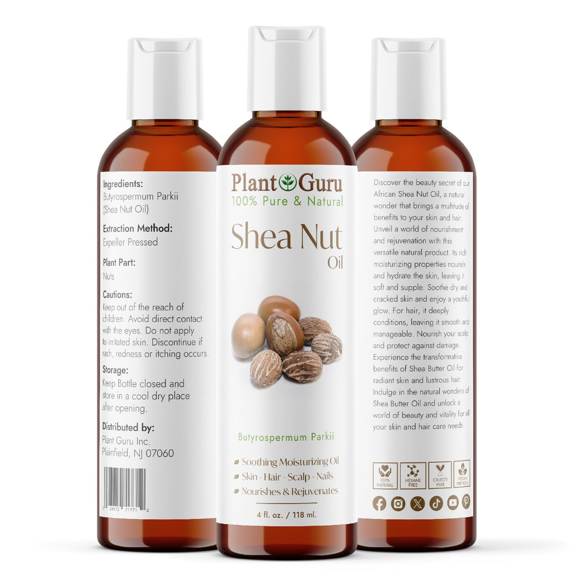 Raw African Shea Nut Butter Oil 4 oz - 100% Pure Natural
