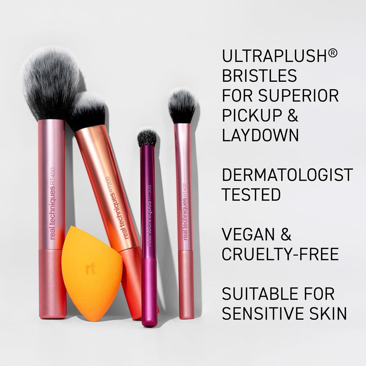 6 Piece Makeup Brush Set with Sponges - Face & Eye Tools